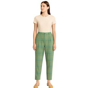 Vintage GAP 90s Green Plaid Cotton Tapered Pants Size L